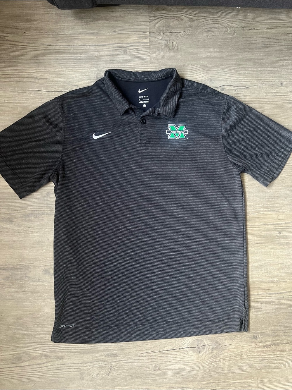 Nike Men’s Marshall Thundering Herd Training Button up Grey Polo